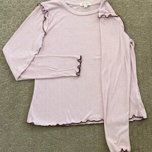 Ruffled Long Sleeve Top in Light Pink